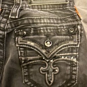 rock revival dark wash jeans
